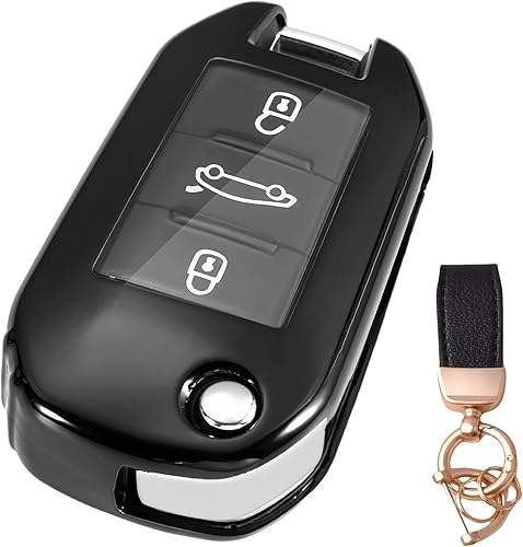 NEUHOO Accessoires de voiture pour Citroën Jumpy 3 2016-2023 2024 - Coque de clé et porte-clés - En silicone - Noir 1 - Poukt