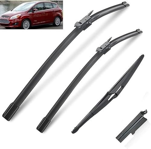 Balais d'essuie-glace avant et arrière compatible avec Ford C-Max et Grand C-Max MK2 2010-2023 Pare-brise Pare-brise Fenêtre 28'26'12' - Poukt