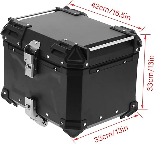 Top Case de Moto Top Box de Moto 5052 Alliage D'Aluminium Universel Noir 45L Moto Adventure Aluminium Top Case Tail Box Bagages - Poukt
