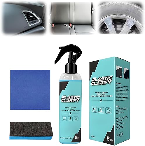 Renovateur Plastique Voiture, 2025 Nouveau Polish Voiture Nettoyage Voiture Interieur Extérieur, Nettoyant Plastique Voiture Enduit de Revêtement Revitalisant pour Plastiques, Inclus Chiffon (2 PCS) - Poukt