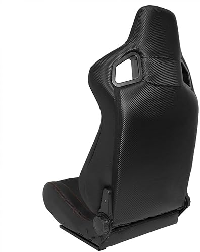 AUTO-STYLE Siège baquet 'RK' - Simili Cuir Noir + Surpiqûres rouge - Dossier réglable - incl. glissières - Poukt