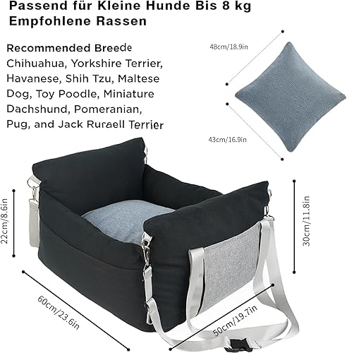 yuyuepetzone Siège Voiture Chien, Confortable Transport Siège Panier Chien Auto Housse de Siège avec Détachable et Lavable Coussin, Laisse de Sécurité à Clip pour Chiens de Petite et Moyenne Taille - Poukt