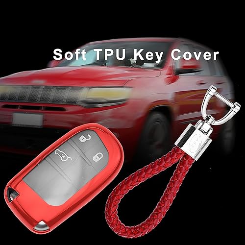 KASER Coque Clé en Silicone Compatible pour Jeep Fiat Cherokee Renegade Fiat 500X Cover Housse Porte-clé TPU Protection Télécommande (Rouge) - Poukt