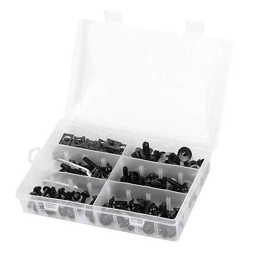 Qiilu vis cpour Arenage moto, 173 pièces Kit de boulons de carénage de moto vis de carrosserie de pare-brise écrous matériels pour moto(Noir) - Poukt