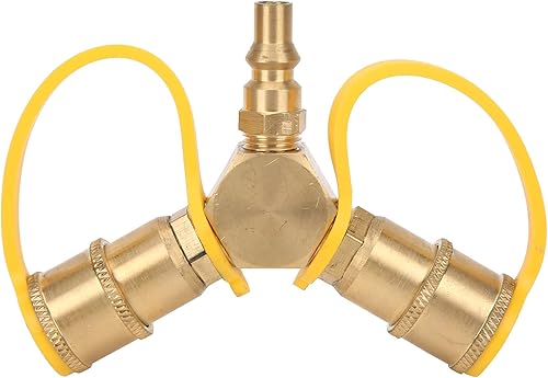 FAUOSWUK Adaptateur Répartiteur de en Y à Connexion Rapide pour Camping-Car, Répartiteur de Gaz 2 Voies en Laiton pour Camping-Car avec Valeur D'arrêt, Raccords Rapides 1/4 - Poukt