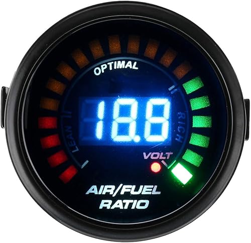 Jauge de Rapport Air-Carburant, 12V Voiture NuméRique à LED AFR VoltmèTre Indicateur Jauge de Tension avec Capteur D'OxygèNe O2(52mm) - Poukt