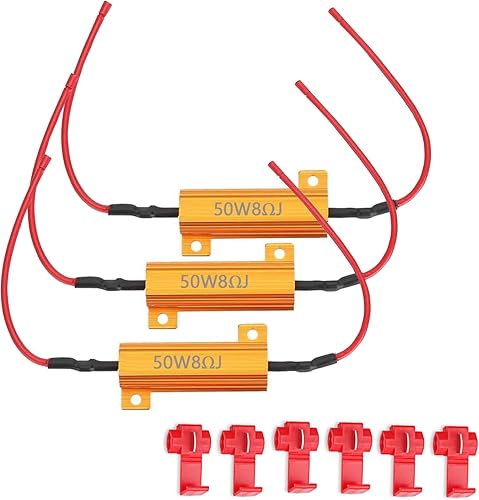 Hoembpn 3pcs 50W 8 ohms Résistance de Charge LED Décodeur Fix Fast Hyper Flasher/Code D’erreur Avertissement LED Clignotants Résistance pour Voiture Moto Phare Feux de Brouillard, avec 6 Attaches Rapi - Poukt