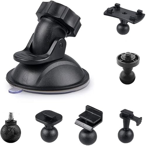 Support à ventouse pour caméra embarquée de voiture, support réglable à 360 degrés, 6 adaptateurs, compatible avec caméra DVR - Poukt