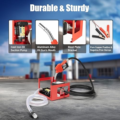 Pompe à diesel 12 V avec compteur automatique - Pompe à fioul auto-amorçante - 200 W 45 l/min - Pompe à huile électrique - Pistolet automatique - Pompe de transfert de carburant - Poukt