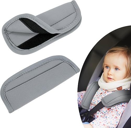 QIMEI-SHOP Housse de Ceinture de Sécurité pour Bébé Coussin de Ceinture de Sécurité pour Poussette Enfant Universel 2 Pièces Gris - Poukt