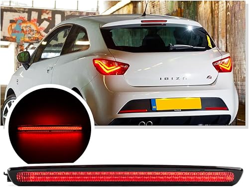 NSLUMO pour Seat Ibiza 6J 6P Leon MK2 3eme feu stop central arrière supplémentaire troisième feu stop rouge LED 3ème troisième feu stop fumée lentille feux arriere OEM # : 6J0945097A 6J0945097B - Poukt