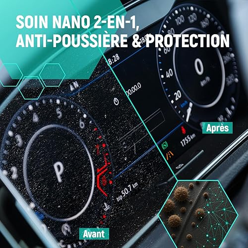 Nettoyant Plastique Voiture 500ml avec Chiffon en Microfibre – Kit Nettoyage Intérieur et Extérieur – Rénovateur Plastique pour Cruscot, Restaure, Protège et Laisse un Parfum Frais - Poukt