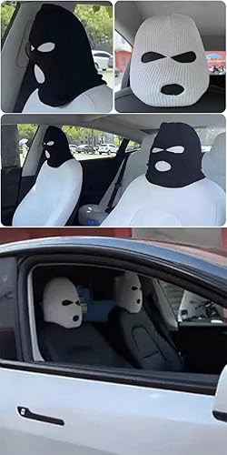 2 pièces Housse d'appui-tête Respirante,Couvre-tête de siège de Voiture,Couvre-tête de siège de Voiture Universel et Amusant,Housses de siège de Voiture personnalisées et Amusantes,Blanc - Poukt