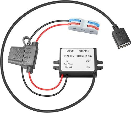 Mzhou Convertisseur DC/DC 10-90V vers 5V 3A USB - Chargeur Universel pour Camion/Voiture/Bateau - Protection Surtension/Surchauffe/Court-Circuit - Poukt