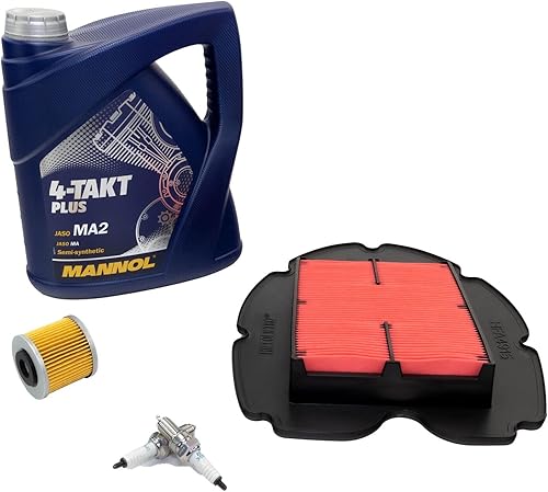 Kit d'entretien huile 4L + filtre à air + filtre à huile + bougies d'allumage pour Yamaha TDM 900 TDM900 RN08 RN11 RN18 2002-2013 - Poukt