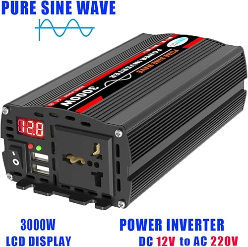 Marchfunny Onduleur à onde sinusoïdale pure 3000 W, convertisseur de puissance pour panneaux solaires, appareils ménagers (12 V, 220 V) - Poukt