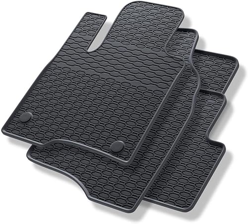 Mossa Tapis de Sol en Caoutchouc adapté pour Fiat Panda III Hayon (2012- ) - Noir - Tapis de Voiture - Poukt