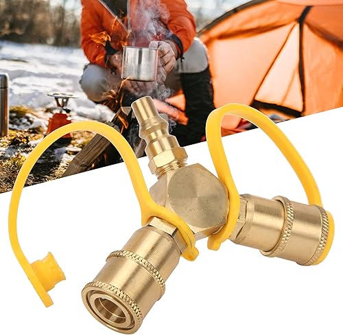 FAUOSWUK Adaptateur Répartiteur de en Y à Connexion Rapide pour Camping-Car, Répartiteur de Gaz 2 Voies en Laiton pour Camping-Car avec Valeur D'arrêt, Raccords Rapides 1/4 - Poukt