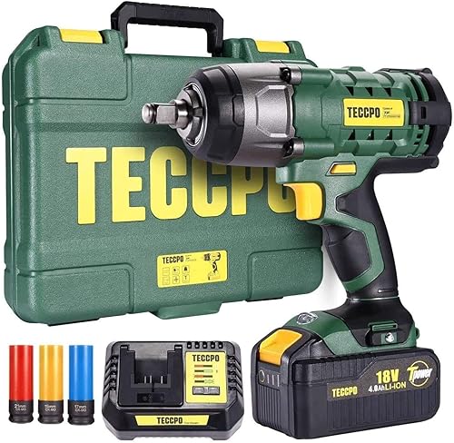 TECCPO Akku-Schlagschrauber, 350 Nm, Schlagschrauber, mit 4,0 Ah, Akku, 3 Steckschlüsseleinsätze für Alufelgen 17, 19, 21 mm, 13 mm, Bohrfutter, kompakte Box – TDIW01P - Poukt