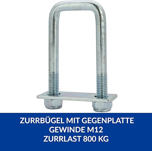 NTG Lot de 10 arceaux d'arrimage 800 daN kg | Œillets d'arrimage | Sécurité de charge | étriers en U | Convient pour remorques de voitures, camionnettes, camions, avec contre-plaque et écrous M12 - Poukt