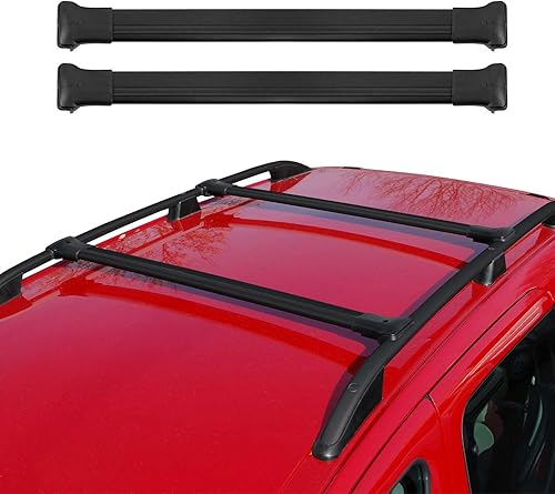 OMAC Barres De Toit Transversales Compatible avec Renault Kangoo 2008-2021 Alu Noir 2X - Poukt