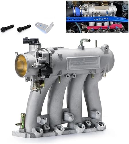 JASMKLX Collecteur d'admission en Aluminium D15 D16 D-Series for Corps de Papillon de 70 mm et TPS for 1988-2000 adapté for Honda adapté for Civic adapté for CRX adapté for Del adapté for Sol(Silver) - Poukt