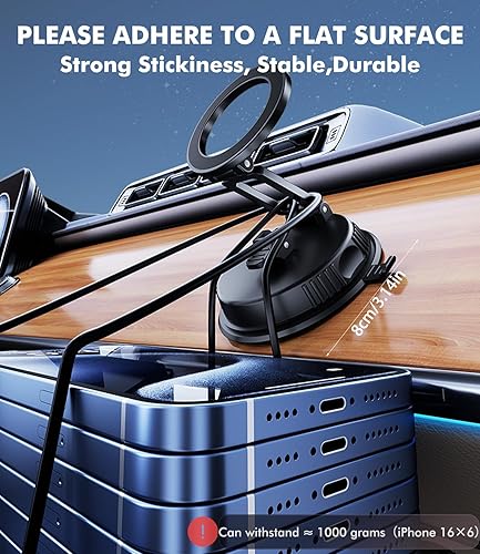 powerland Support Telephone Voiture Ventouse Aimanté, Support Magnetique Telephone Voiture, 360 ° Rotatif Pliable Support de téléphone Portable pour Voiture/Gymnase/Miroir/Toute Surface Lisse - Poukt