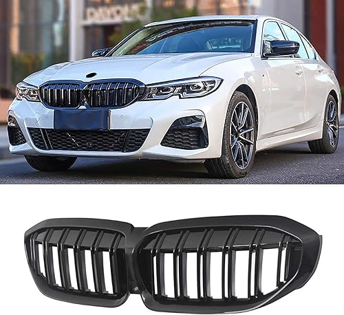 Gangying G20 G21 Grille De Calandre Avant pour BMW 3 Série G20 G21 Calandre De Voiture Grilles Noir Brillant Double Lattes 2019 2020 2021 - Poukt