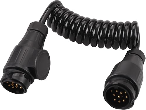 Erato Câble de remorque 13 Broches avec Prise de Courant rallonge de 2 m Adaptateur de Prise de remorque 13 Broches vers Prise 13 Broches câble spiralé pour remorques caravanes Camping Cars camions - Poukt
