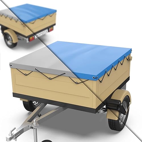 Tarpofix® Bâche protection plate 140 x 105 x 7,5 cm avec corde de bâche - Bâche de remorque renforcée en PVC - Bache pour remorque divers modèles de remorques de voitures de 350kg & 500kg FP DDR - Poukt