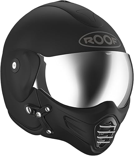 Casque Moto Jet Haut De Gamme ROOF Roadster en Fibre De Verre avec Mentonnière Amovible Magnétique Écran Iridium Inclus– Couleur Iron Noir Mat/Argent - Offre Directe Usine - Garantie 4 Ans - Poukt