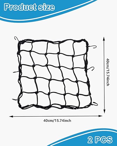 ZEXIJOW Filet Moto,Filet Elastique,Filet à Bagages 2 Pièces Araignée Elastique avec 6 Crochets pour Moto Scooter Bicyclette VTT Extensible 40 x 40cm Noir - Poukt