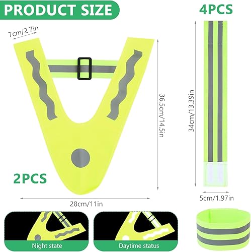 2 Pcs Gilet Jaune Enfant, Gilet de Sécurité pour Enfant, Gilet Reflechissant Enfant, Gilets de Haute Visibilité pour Voiture Course Travail en Extérieur + 4 Sangles de Poignet Réfléchissantes - Poukt