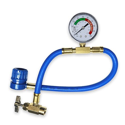 COOL5 Tuyau de pression avec manomètre pour remplissage automatique de climatisation de voiture, filetage de type A 1/2-16 - Poukt