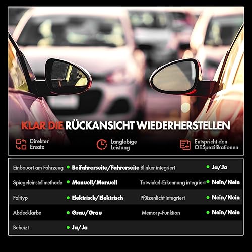 Frankberg 963017280R Lot de 2 rétroviseurs extérieurs électriques gauche droite 9 broches/11 broches compatibles avec Clio V B7 2019-2024 Clio V BF 2019-2024 - Poukt