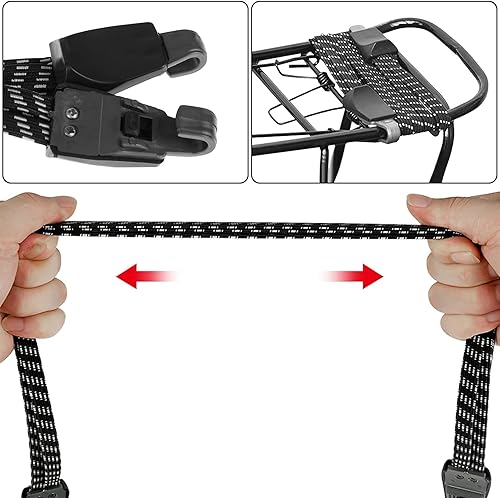 Aohcae 3 PCS Tendeur Velo, 3 en 1 Sangle Bagage Moto Sangle élastique Attaches Elastiques Tendeur Moto Fillet Moto Sangle Porte Velo Tendeurs Plat(70 cm) - Poukt