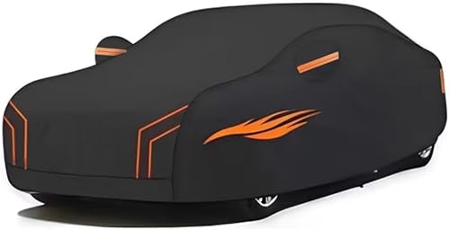 Bache Compatible avec Toyota Yaris 1999-2023, Bache Voiture à Fermeture éclair Respirante pour l'extérieur, résistante aux UV, au Vent et à la Neige(Black Orange) - Poukt