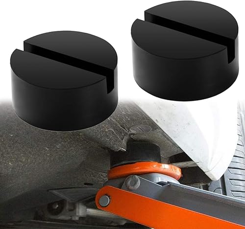 Lot de 2 supports universels en caoutchouc pour cric - 75 mm - Support en caoutchouc avec rainures - Coussinets de cric pour cric - Poukt