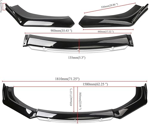 Lèvres de Pare-Chocs Avant pour BMW X3 F25 2011-2017,Spoiler Lèvre Avant Corps Lèvre Pare Chocs Avant Séparateur Lèvre Diffuseur Aileron Avant Spoiler,A-Black - Poukt