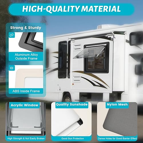 Fenetre Camping Car,FenêTre LatéRale TeintéE Pour Caravane,450 X 500 Mm Lanterneau Camping Car,FenêTres Pour Camping-Car,Fenetre Caravane - Poukt