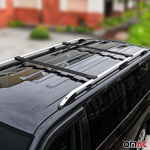 OMAC Barres De Toit Transversales Compatible avec Renault Kangoo 2008-2021 Alu Noir 2X - Poukt