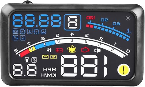 Voiture HUD Head Up Affichage, Keenso Affichage Tête Haute Véhicule HUD 5.5 Universel GPS F4 KMH MPH sur l'Alarme de Vitesse Jauge de Température de l'eau - Poukt