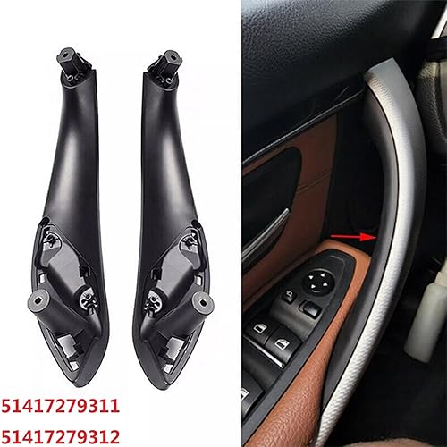 FiTspi Lot de 2 poignées de porte intérieure avant gauche et avant droite pour B-MW F30 F31 F32 F33 F35 F36 F80 F82 F83 2012-18 Noir - Poukt