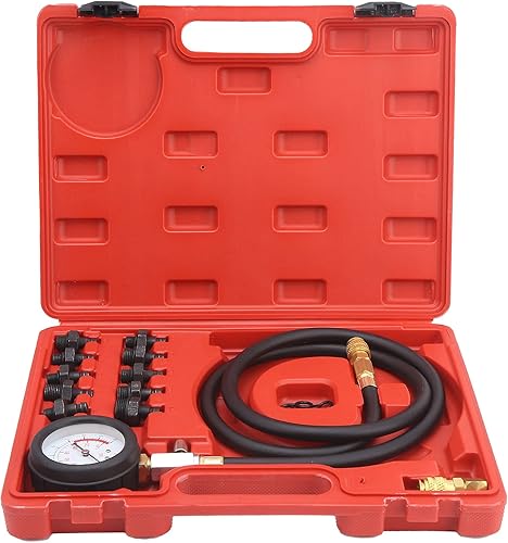Kit D'Outils de Test de Pression D'huile Moteur Jauge de Testeur de Pression D'huile avec Boîte à Outils Avertissement de Faible Niveau D'huile avec Adaptateur de Couplage à 90 ° - Poukt
