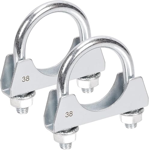 Rustark Lot de 2 colliers de serrage ronds en forme de U - En acier inoxydable - 32 mm - Pour tuyau d'échappement - Poukt