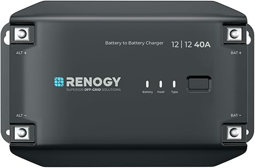 Renogy Chargeur de batterie DC vers DC 12 V 20 A - Régulateur de charge solaire pour batteries inondation, gel, AGM, lithium, camping-car, camion, véhicules utilitaires, bateaux, yachts - 300 W - Poukt