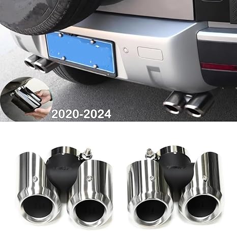 ZSKSJHSJ Embout D'échappement Mise À Niveau Quad Embouts Silencieux Système D'échappement pour Land pour Rover pour Defender 90 110 2020-2024 Tuyau D'échappement De Voiture(Carbon 3.0T) - Poukt