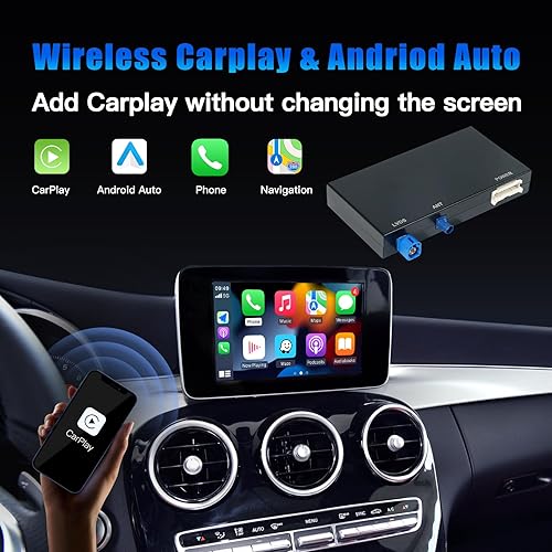 CARabc Voiture Android CarPlay sans fil pour Mercedes Benz A B CLA GLA C E ML GL GLK SLK Classe 2012-2015 Support Navigation MirrorLink pour téléphone, appareil photo, commande vocale (NTG - Poukt