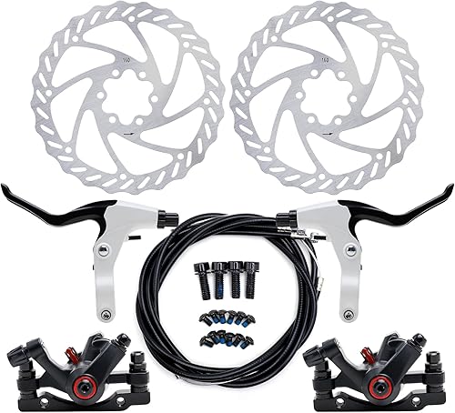 Yorbay Kit de freins à disque pour vélo Disques de 160 mm pour frein avant et frein arrière Avec plaquettes de frein BB5 et câbles, Noir - Poukt