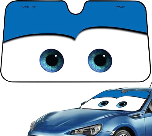 Pare-Soleil de Voiture | Yeux de Dessin animé de Voiture, Pare-Brise, Pare-Soleil de Pare-Brise livré avec Sac de Rangement, pour Certaines berlines, Va-NS et SUV 130 x 70 cm - Poukt